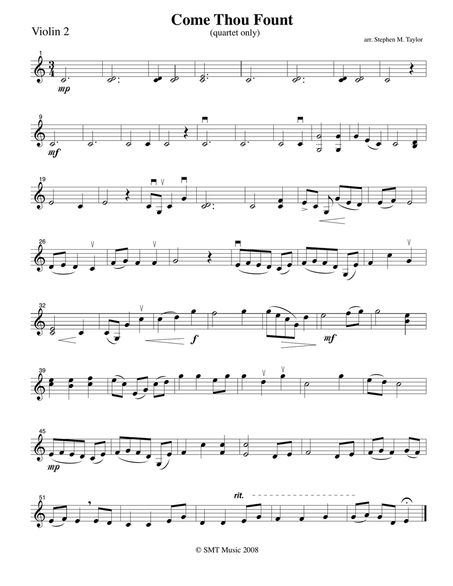Come Thou Fount of Every Blessing String Quartet scores gallery preview page 3