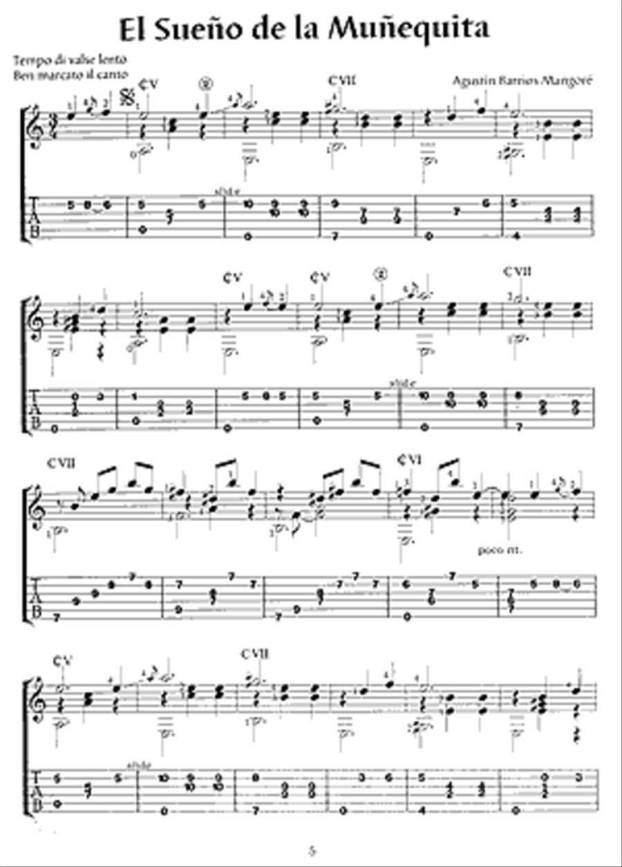 Barrios in Tablature, Volume 1 Classical Guitar scores gallery preview page 5
