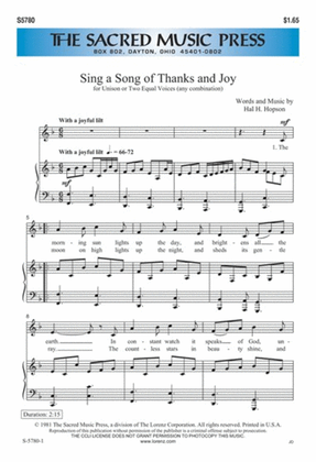 Book cover for Sing a Song of Thanks and Joy