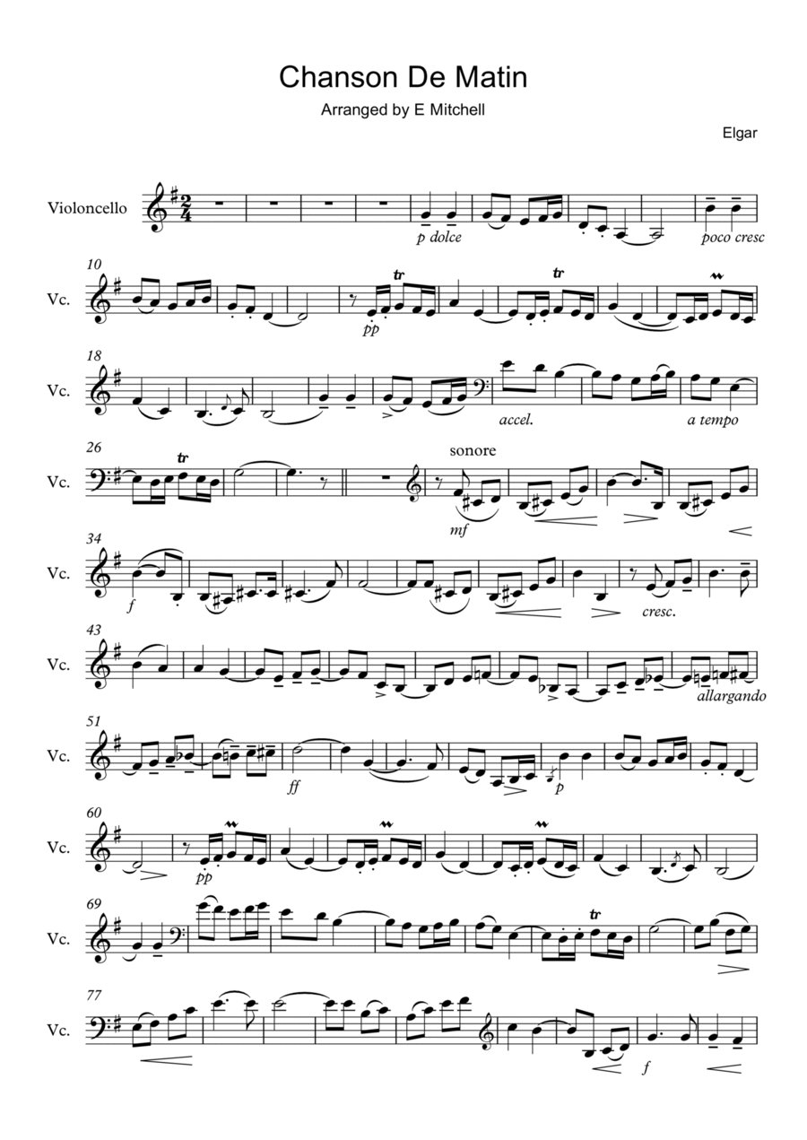 Chanson De Matin Cello Solo scores gallery preview page 1