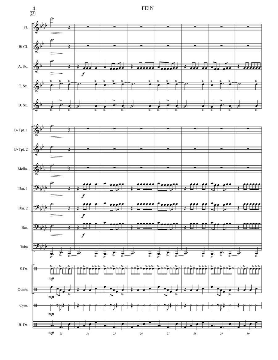 Fe!n (Feat. Playboi Carti) Marching Band scores gallery preview page 4
