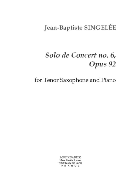 Solo de Concert no. 6, Opus 92
