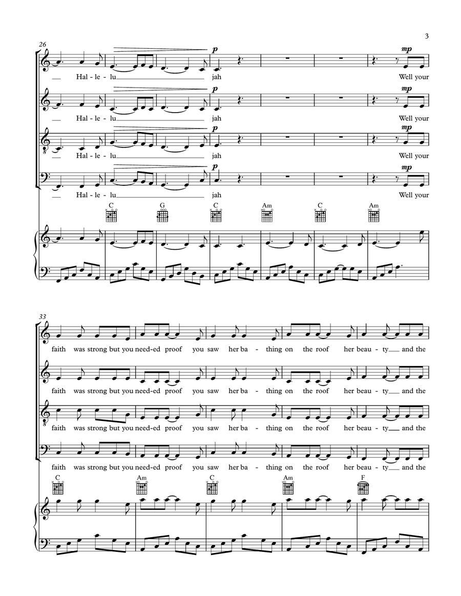 Hallelujah Piano, Vocal scores gallery preview page 3