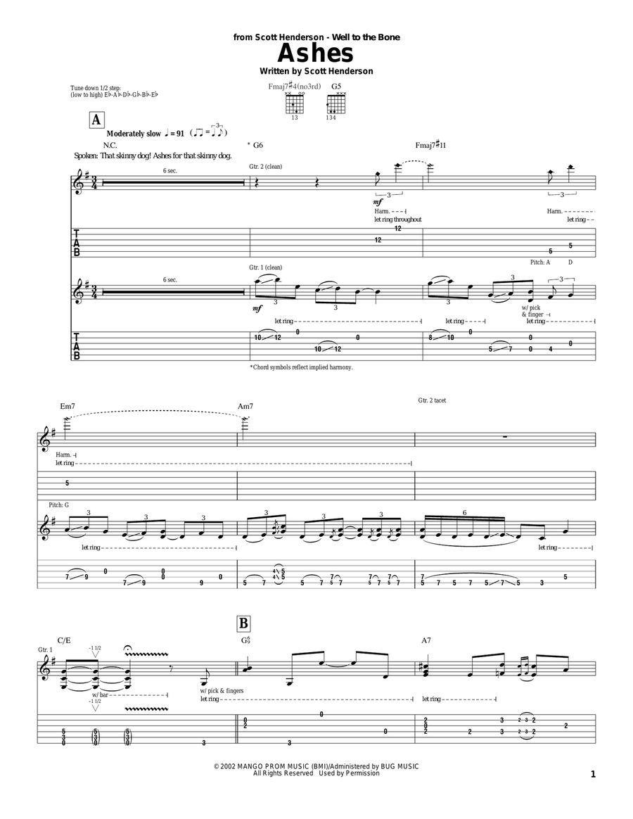 Ashes Ashes Acoustic Guitar scores gallery preview page 1
