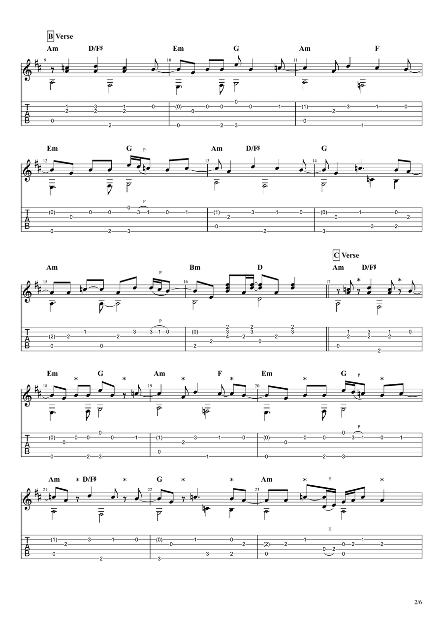 Karma Police Guitar Tablature scores gallery preview page 3
