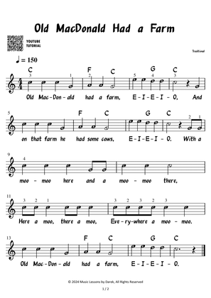 Old MacDonald Had a Farm – Traditional Children Song [VERY EASY]