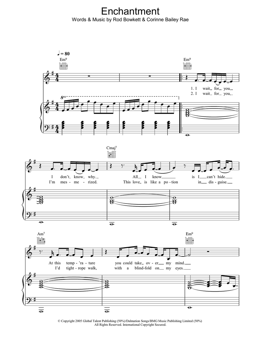 Enchantment Piano, Vocal, Guitar scores gallery preview page 1