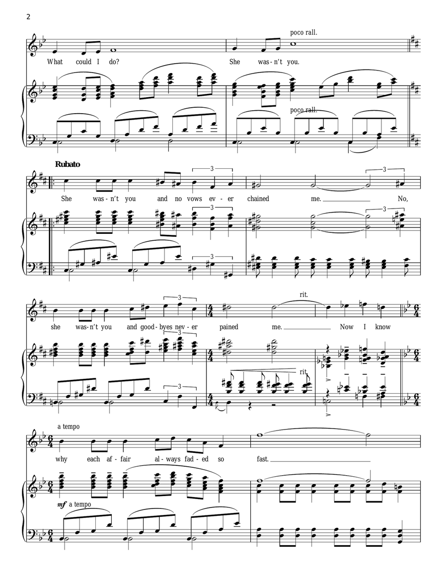 She Wasn't You Piano, Vocal scores gallery preview page 2