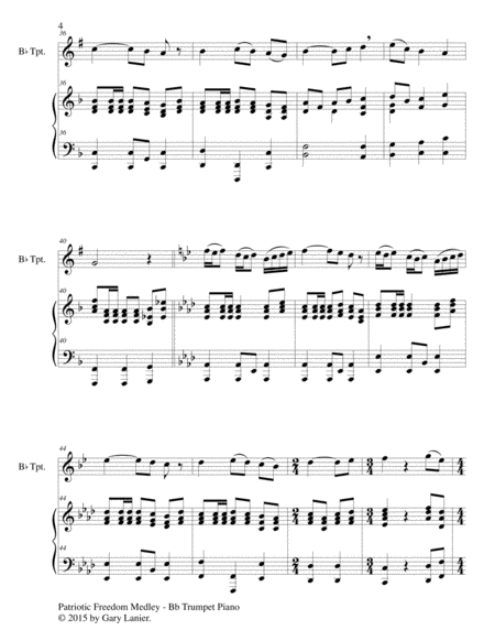 PATRIOTIC FREEDOM MEDLEY (Duet – Bb Trumpet and Piano/Score and Parts) image number null