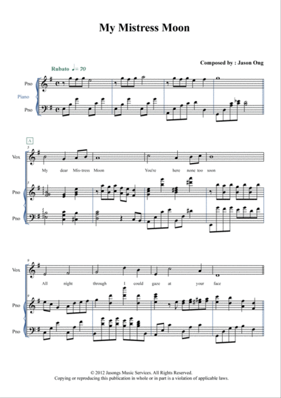 My Mistress Moon Voice scores gallery preview page 1