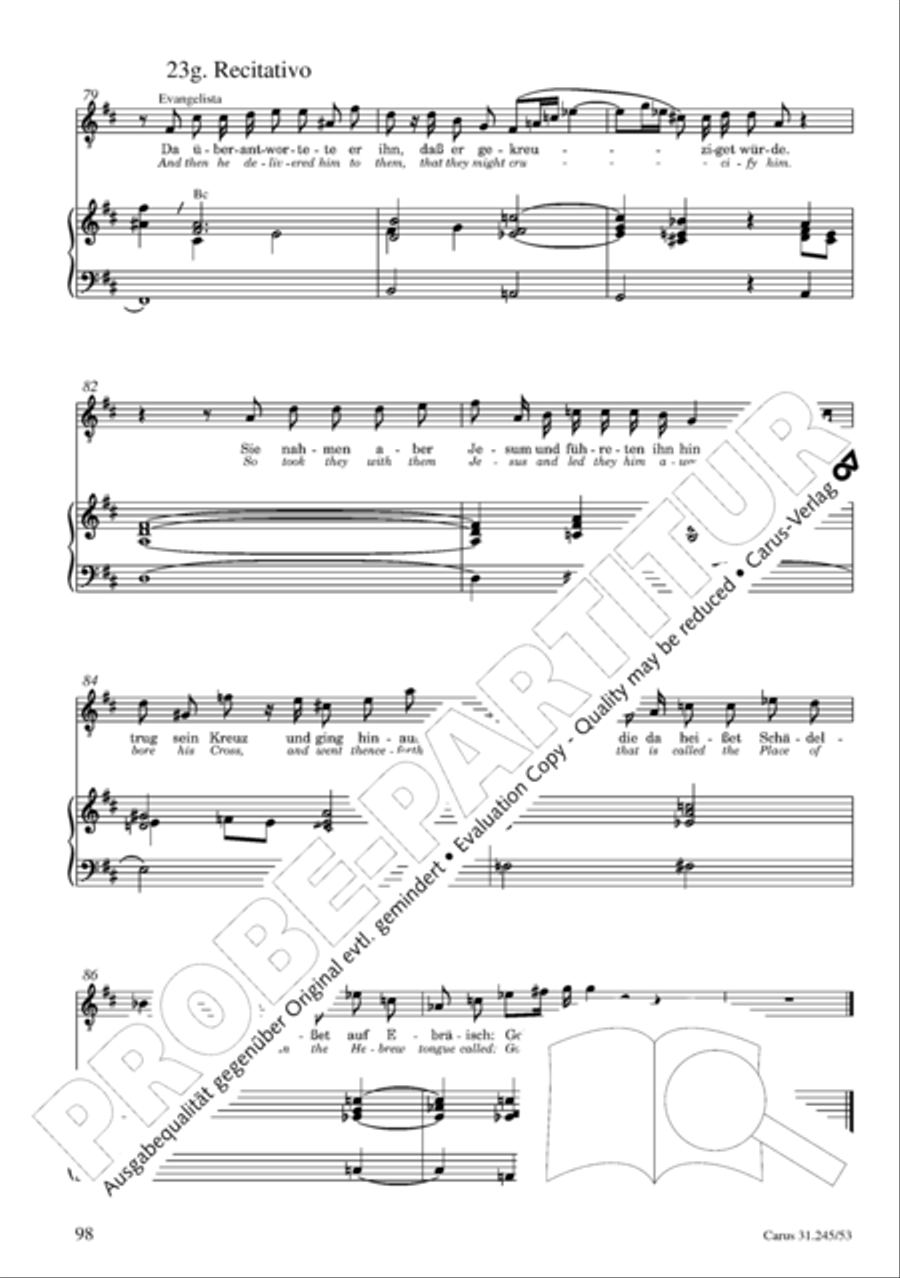 St. John Passion (Johannes-Passion) 4-Part scores gallery preview page 99