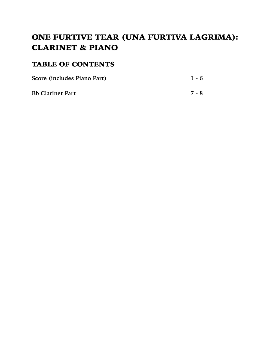 One Furtive Tear (Una Furtiva Lagrima): Clarinet and Piano Clarinet Solo scores gallery preview page 4