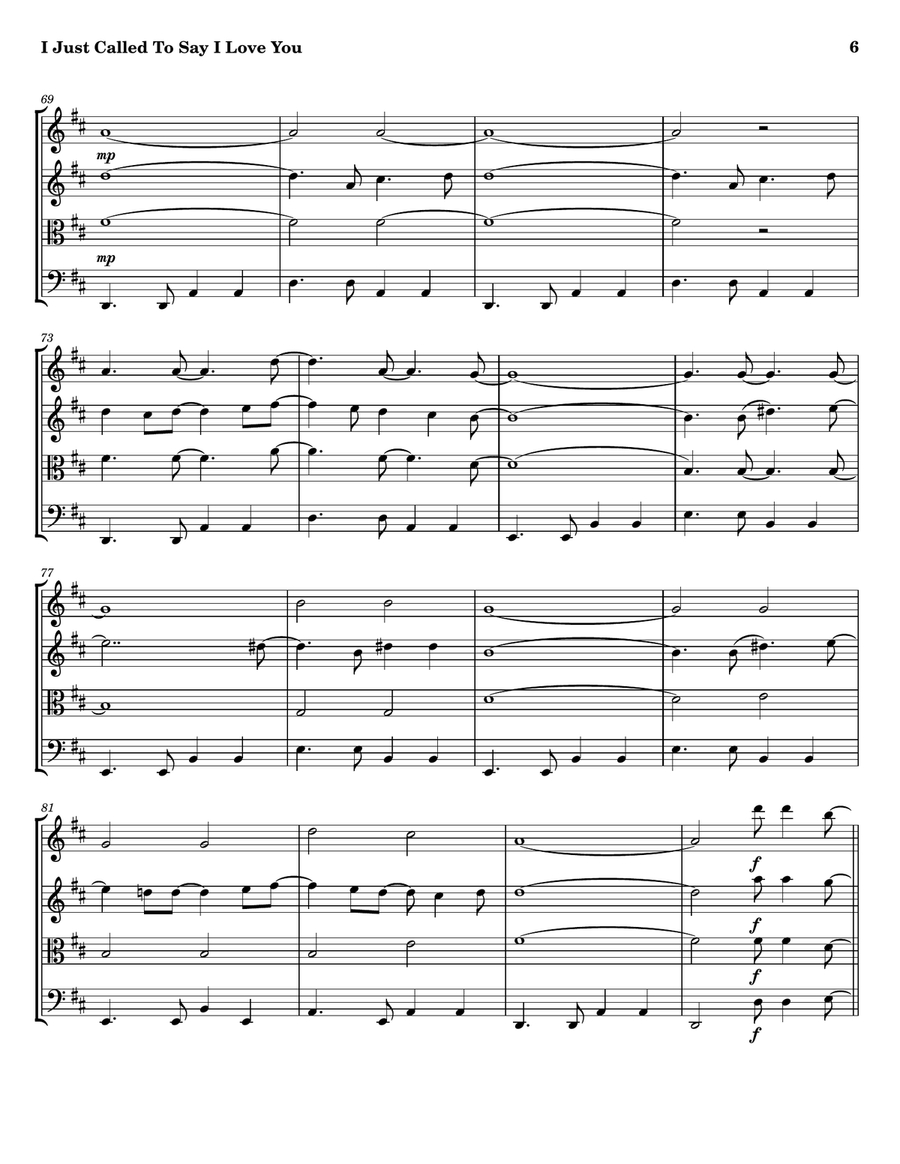 I Just Called To Say I Love You String Quartet scores gallery preview page 6