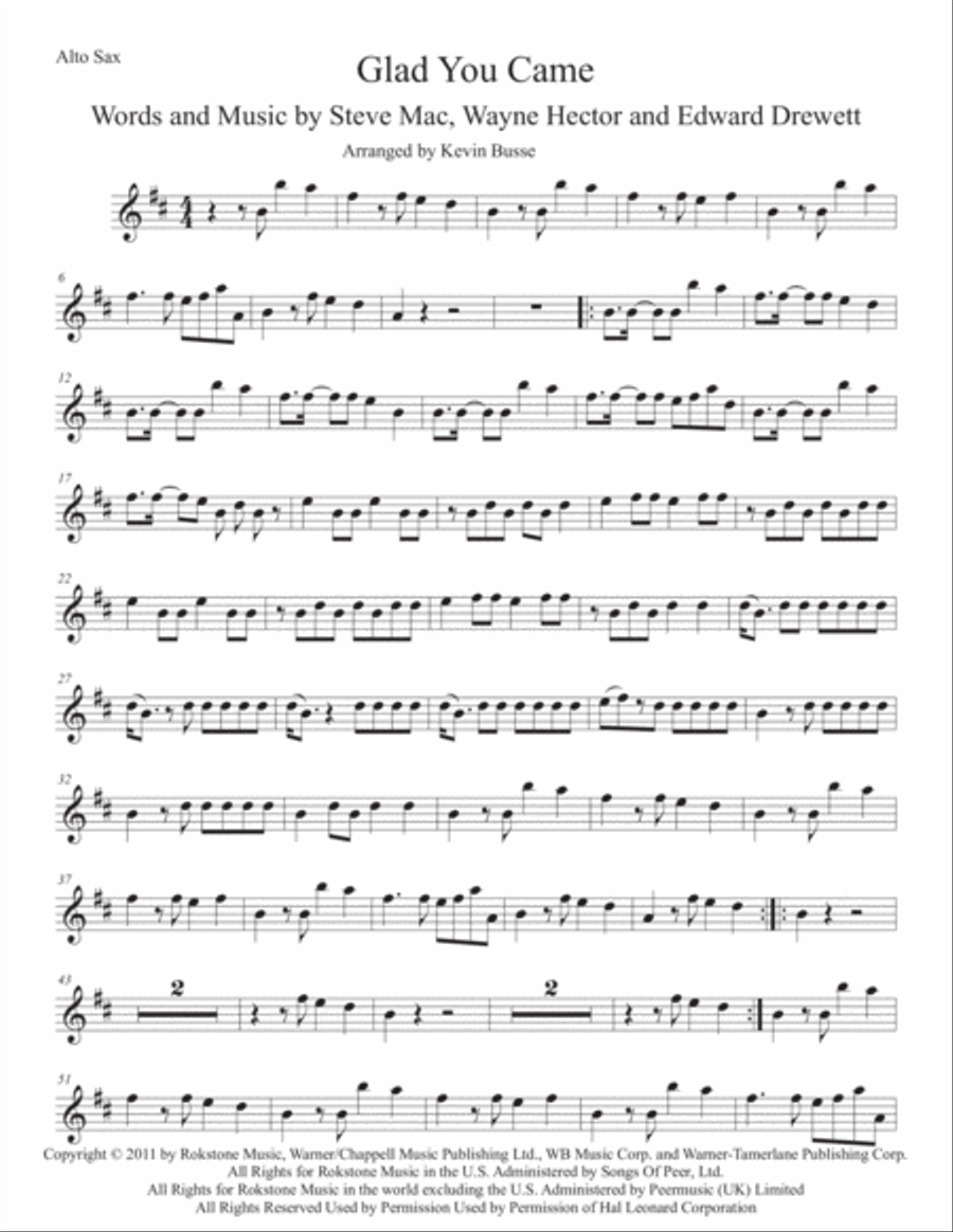 Glad You Came Alto Saxophone scores gallery preview page 1