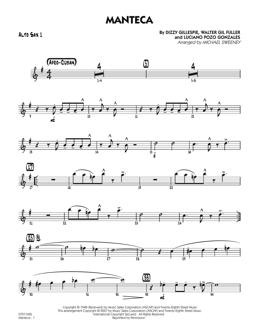 Manteca - Alto Sax 1 Jazz Ensemble scores gallery preview page 1