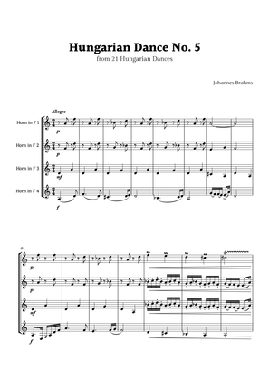 Hungarian Dance No. 5 by Brahms for Horn in F Quartet