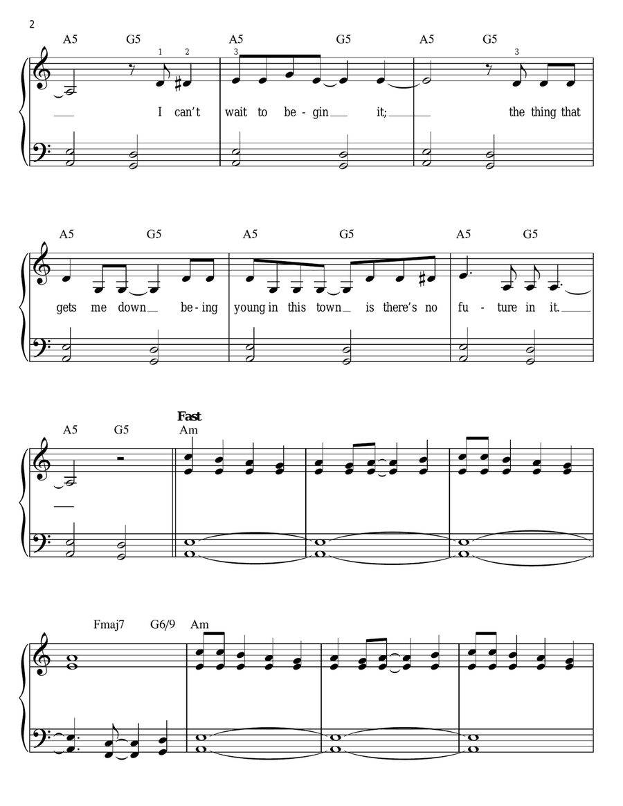 Tire Tracks And Broken Hearts Easy Piano scores gallery preview page 2