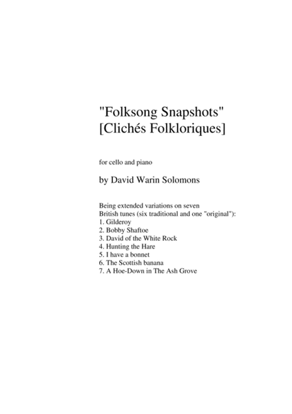 Folk Song Snapshots for Cello and Piano image number null