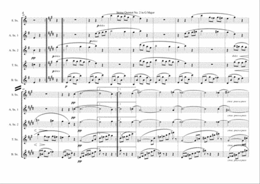 String Quintet N. 2 in G Major III. Un poco allegretto - Johannes Brahms Trans. Iván Sánchez Igles Saxophone Quintet scores gallery preview page 5