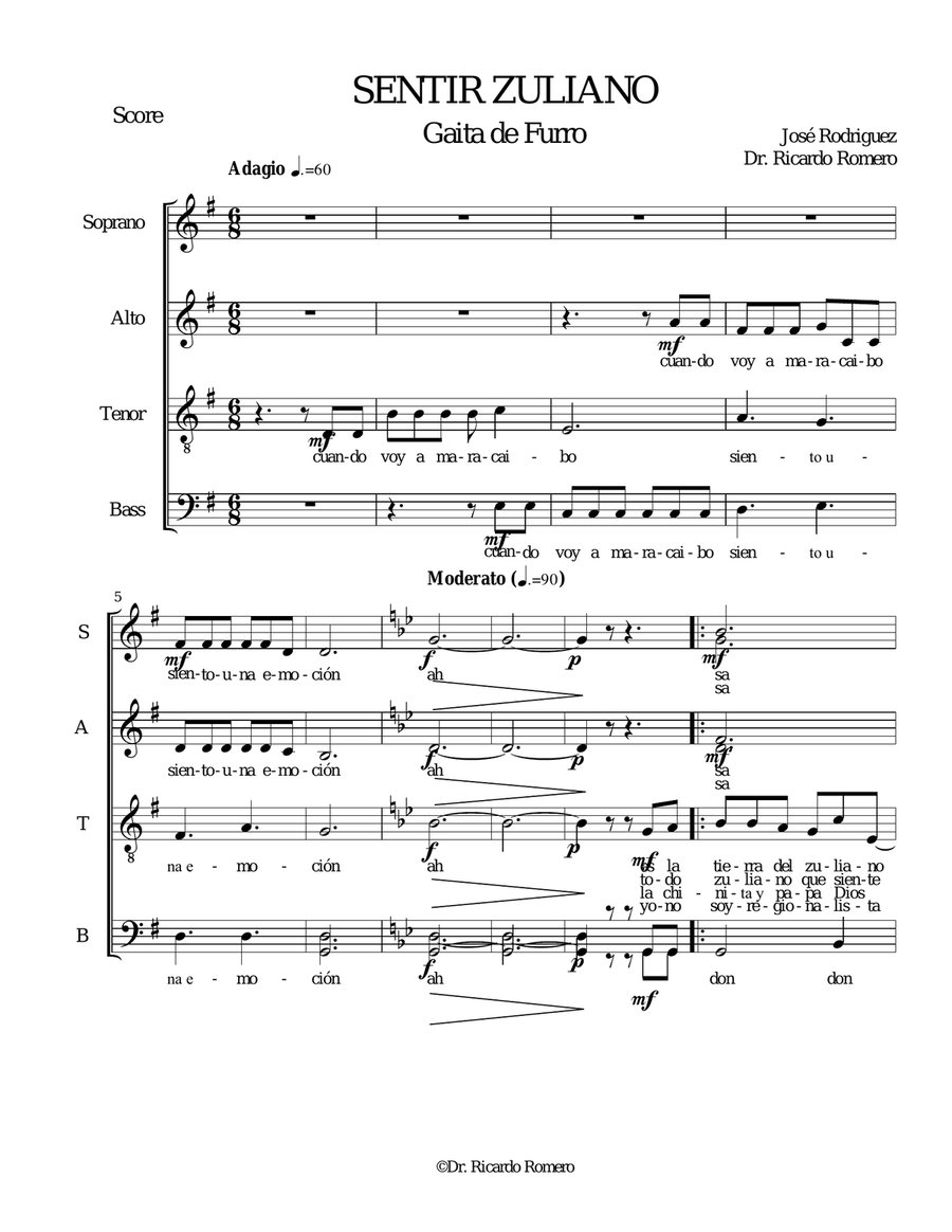 Sentir Zuliano . Gaita de furro 4-Part scores gallery preview page 1