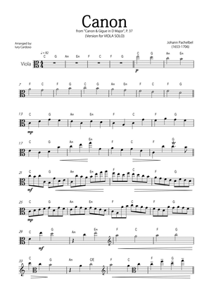 "Canon" by Pachelbel - Version for VIOLA SOLO.