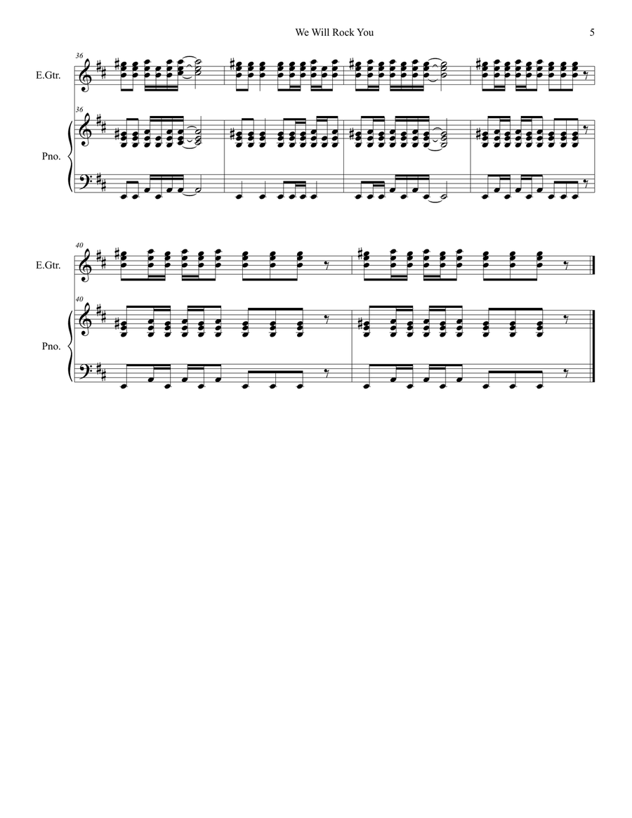 We Will Rock You Saxophone Quartet scores gallery preview page 5