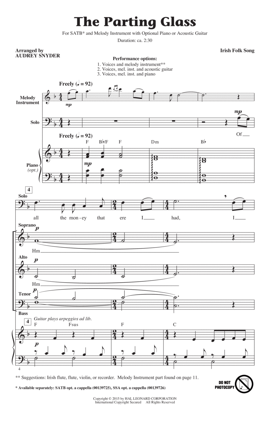 The Parting Glass 4-Part scores gallery preview page 1