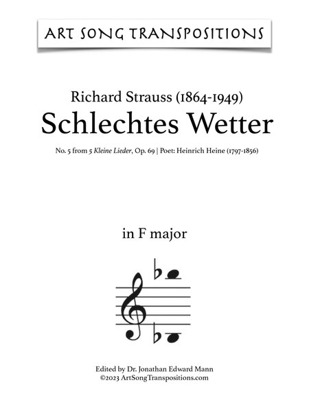 STRAUSS: Schlechtes Wetter, Op. 69 no. 5 (transposed to F major)