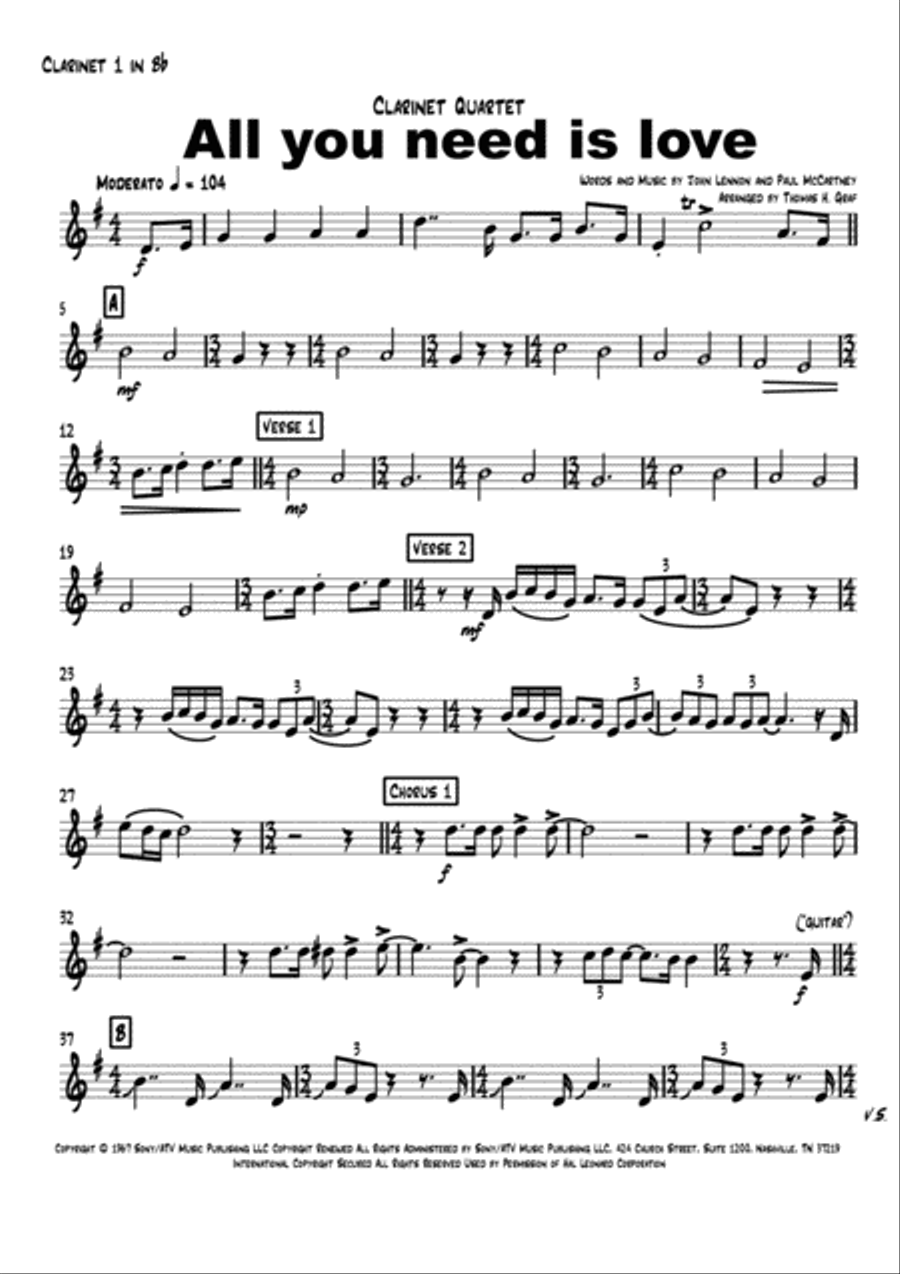 All You Need Is Love All You Need Is Love Woodwind Ensemble scores gallery preview page 5