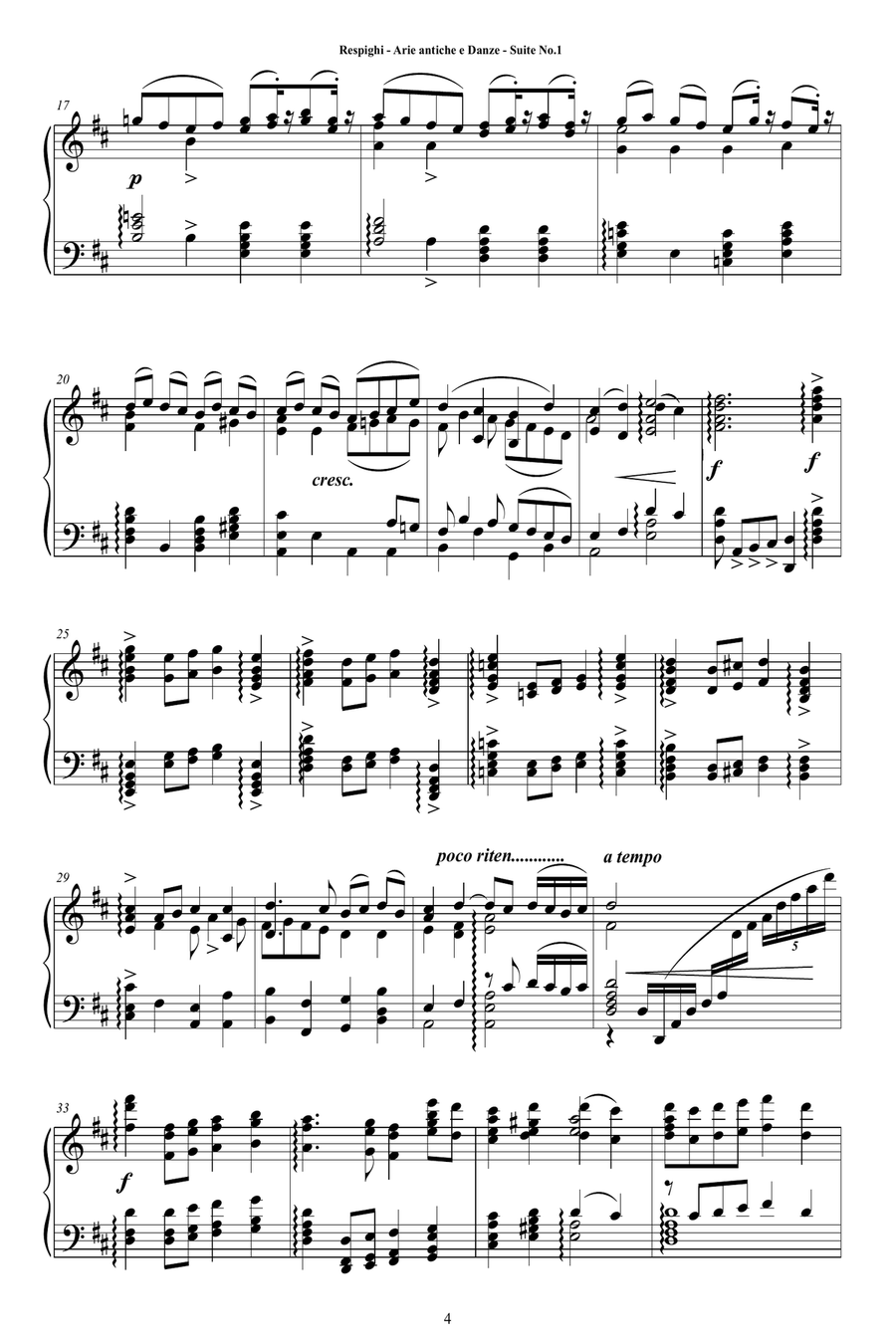 Respighi - Ancient Arias and Dances - 3 Piano Suites - Complete Scores Piano Solo scores gallery preview page 4