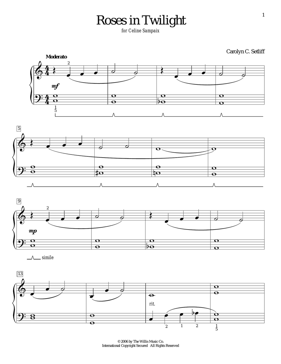 Roses In Twilight Piano Method scores gallery preview page 1