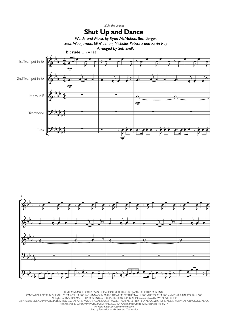 Shut Up And Dance Brass Ensemble scores gallery preview page 1