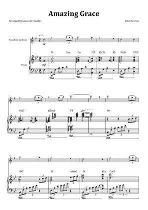 Amazing Grace - Baritone Saxophone & Piano with Chord Notation