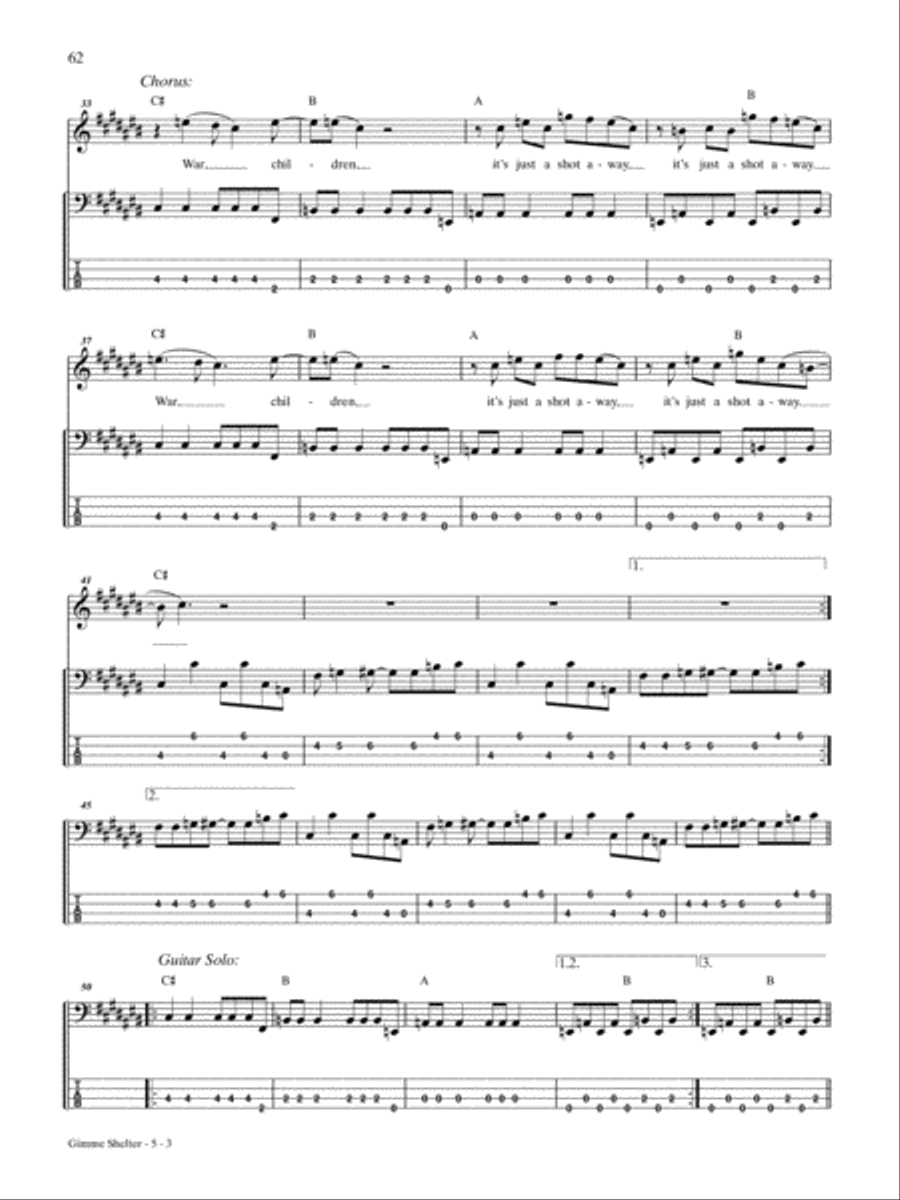Gimme Shelter Bass Guitar Tablature scores gallery preview page 3