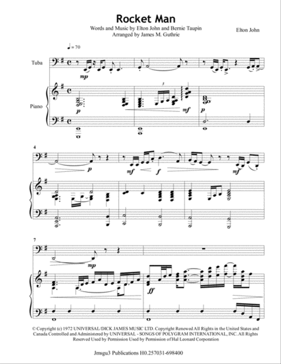 Rocket Man (I Think It's Gonna Be A Long Long Time) Piano scores gallery preview page 2