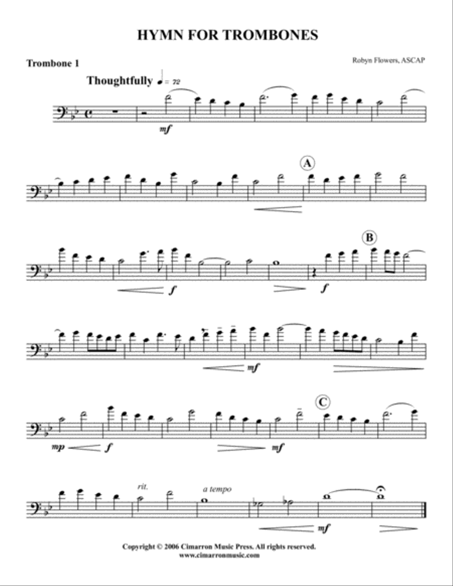 Hymn for Trombones Hymn for Trombones Large Ensemble scores gallery preview page 4