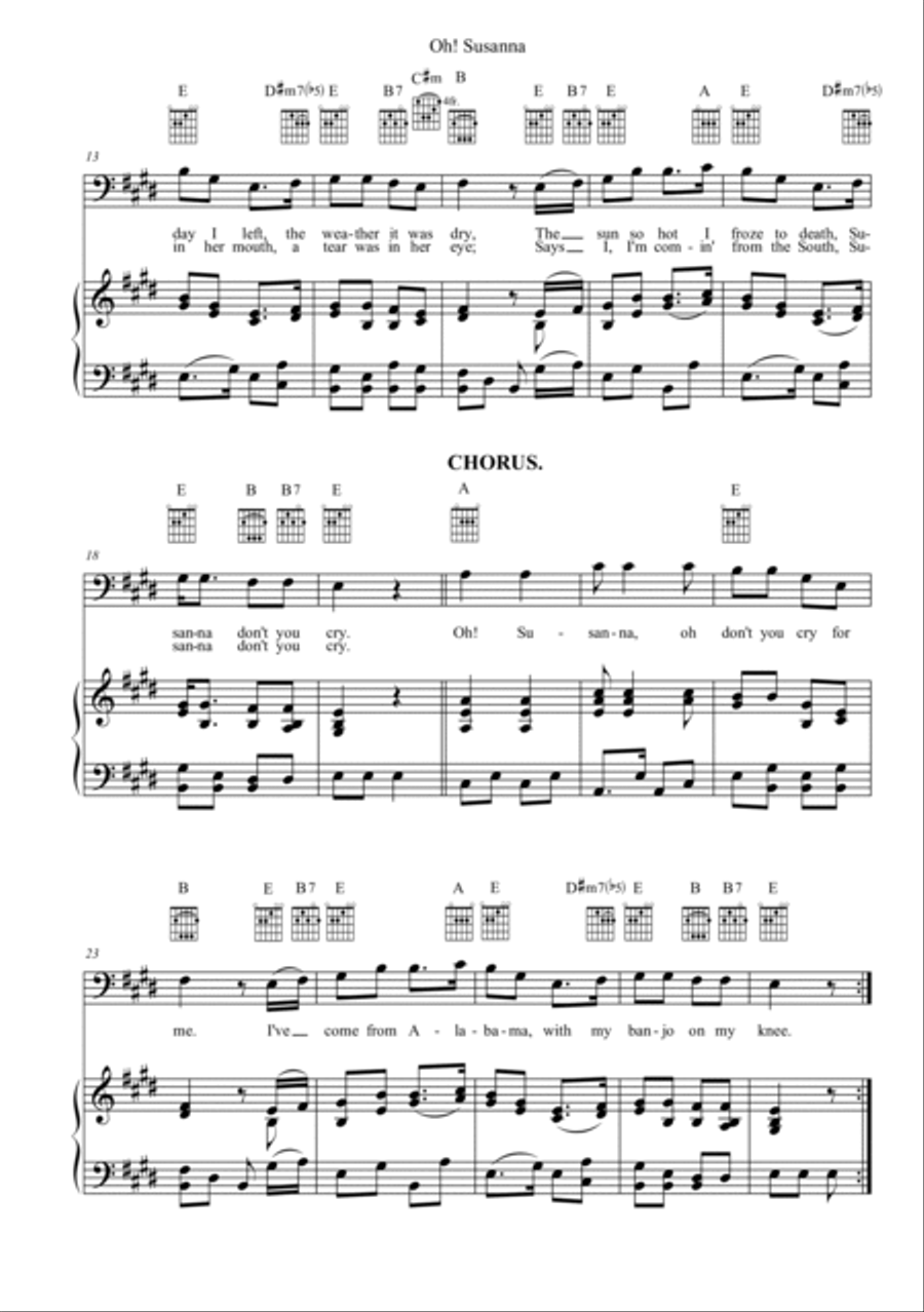 Oh! Susanna Bass Voice scores gallery preview page 2