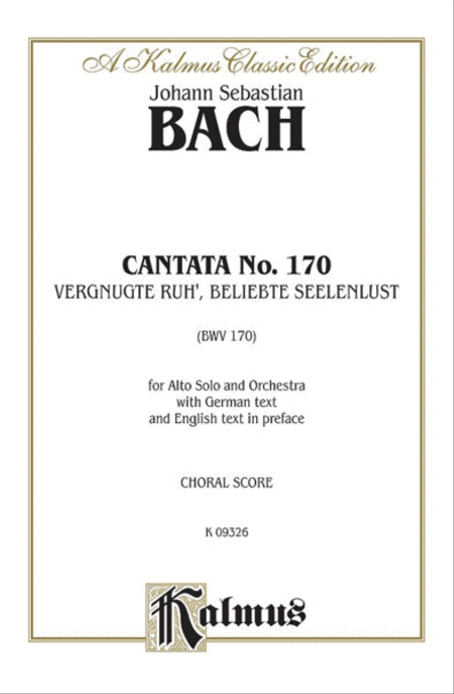Cantata No. 170 -- Vergnugte Ruh', beliebte Seelenlust Contralto Voice scores gallery preview page 1