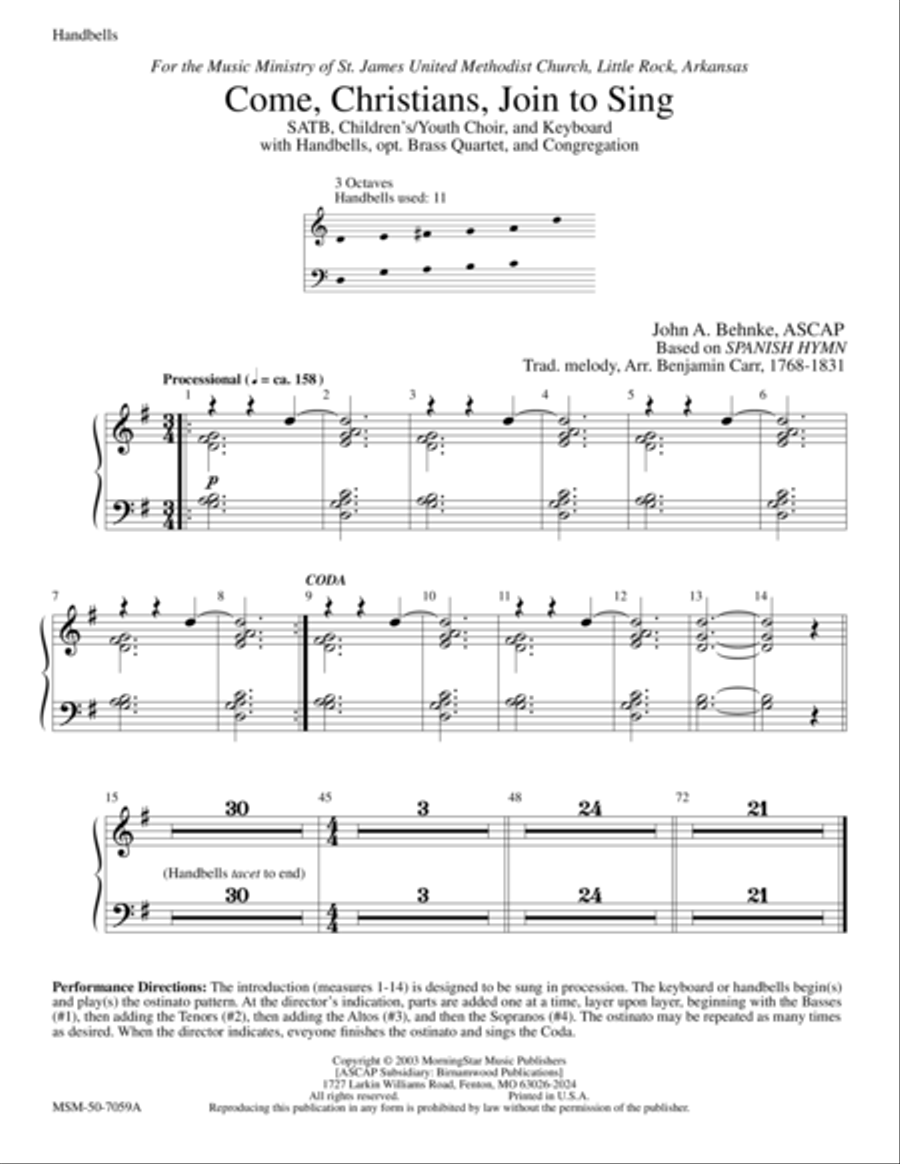 Come, Christians, Join to Sing Choir scores gallery preview page 1