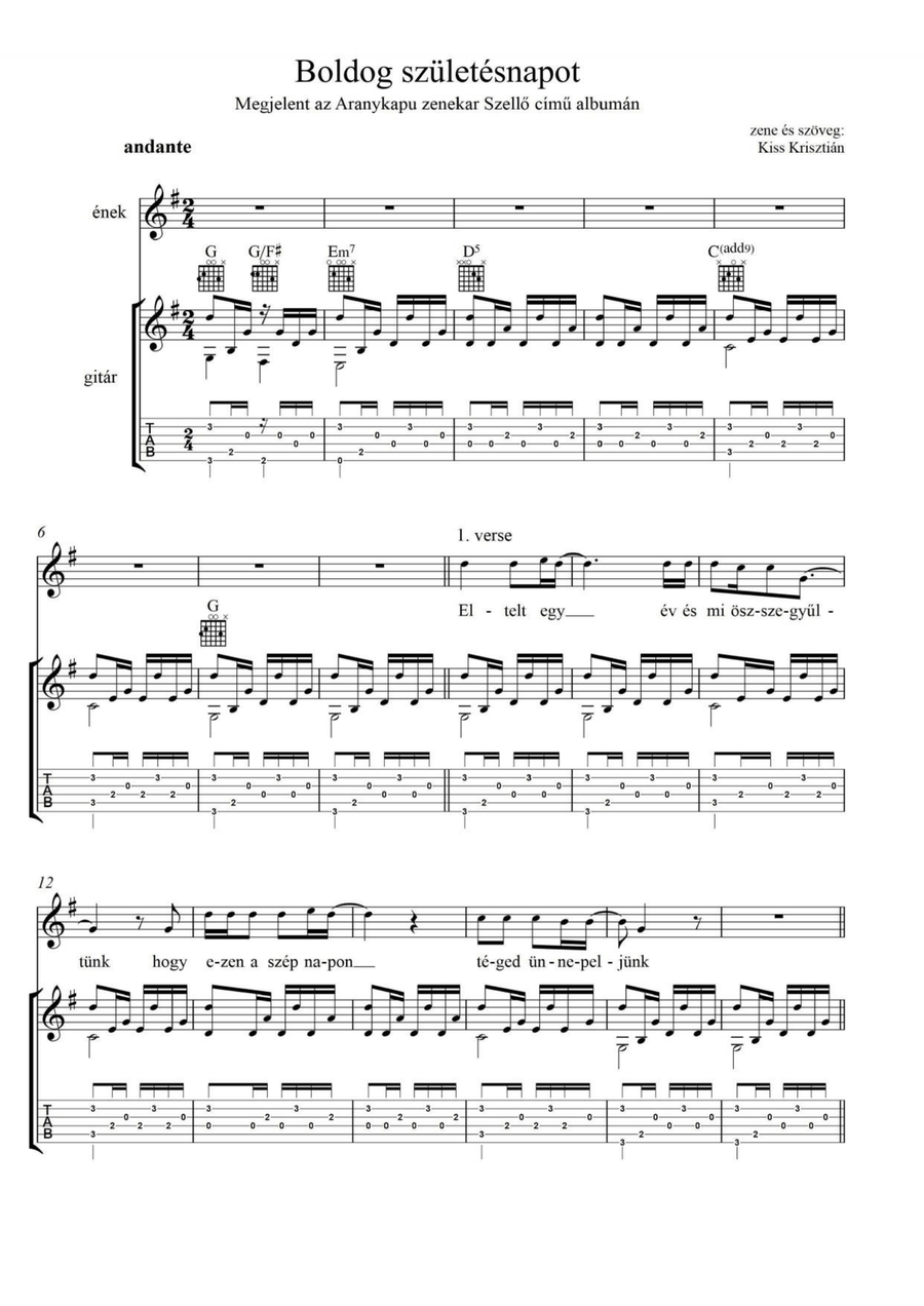 Boldog születésnapot Guitar scores gallery preview page 4
