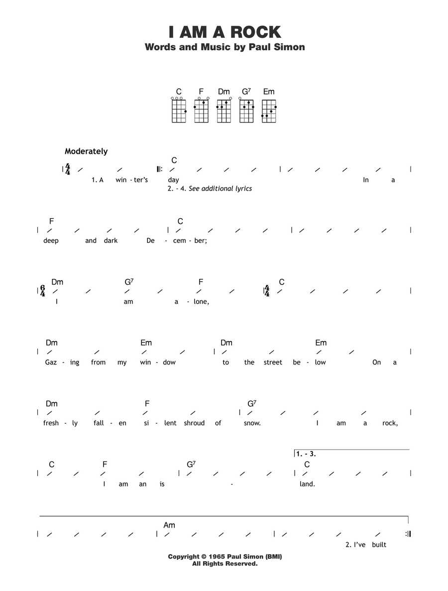 I Am A Rock Ukulele scores gallery preview page 1