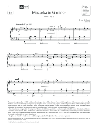 Book cover for Mazurka in G minor (Grade 6, list B1, from the ABRSM Piano Syllabus 2021 & 2022)