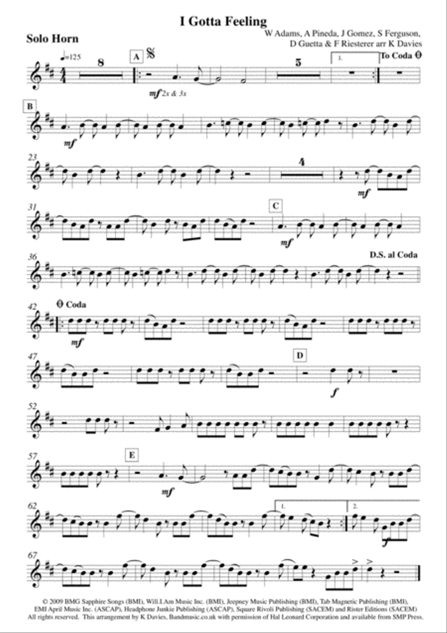 I Gotta Feeling Small Ensemble scores gallery preview page 5