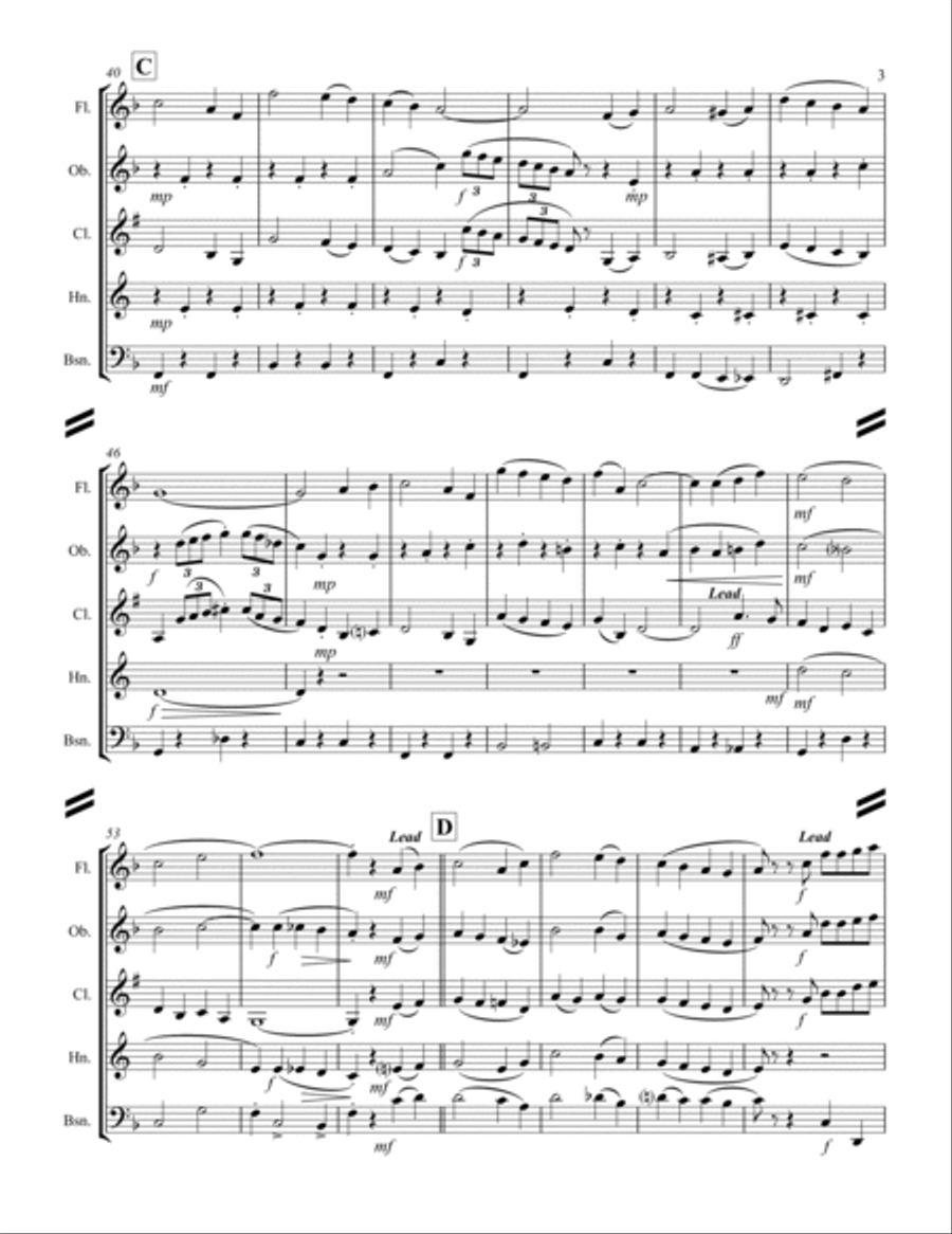 (There's No Place Like) Home For The Holidays Woodwind Quintet scores gallery preview page 4