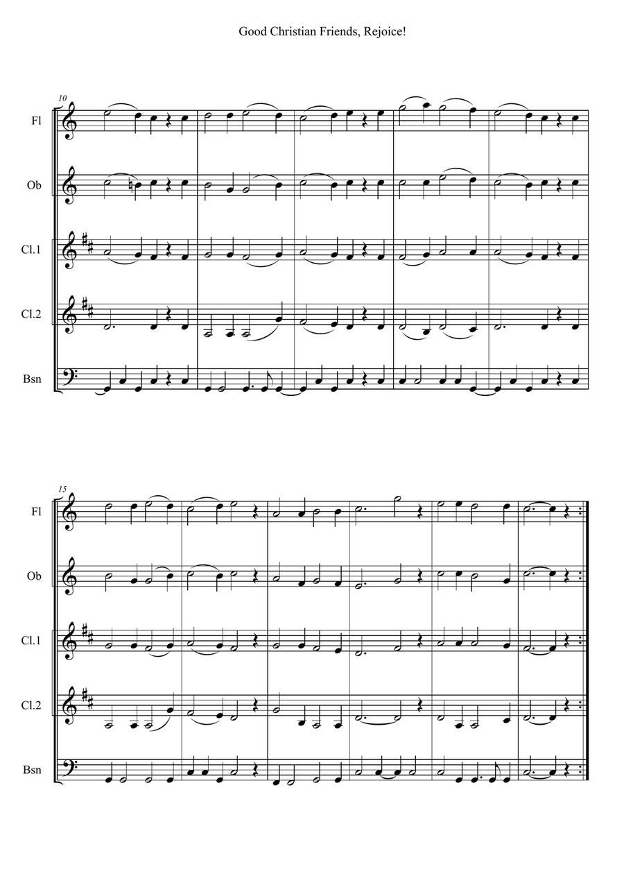 Good Christian Friends, Rejoice! Woodwind Ensemble scores gallery preview page 2
