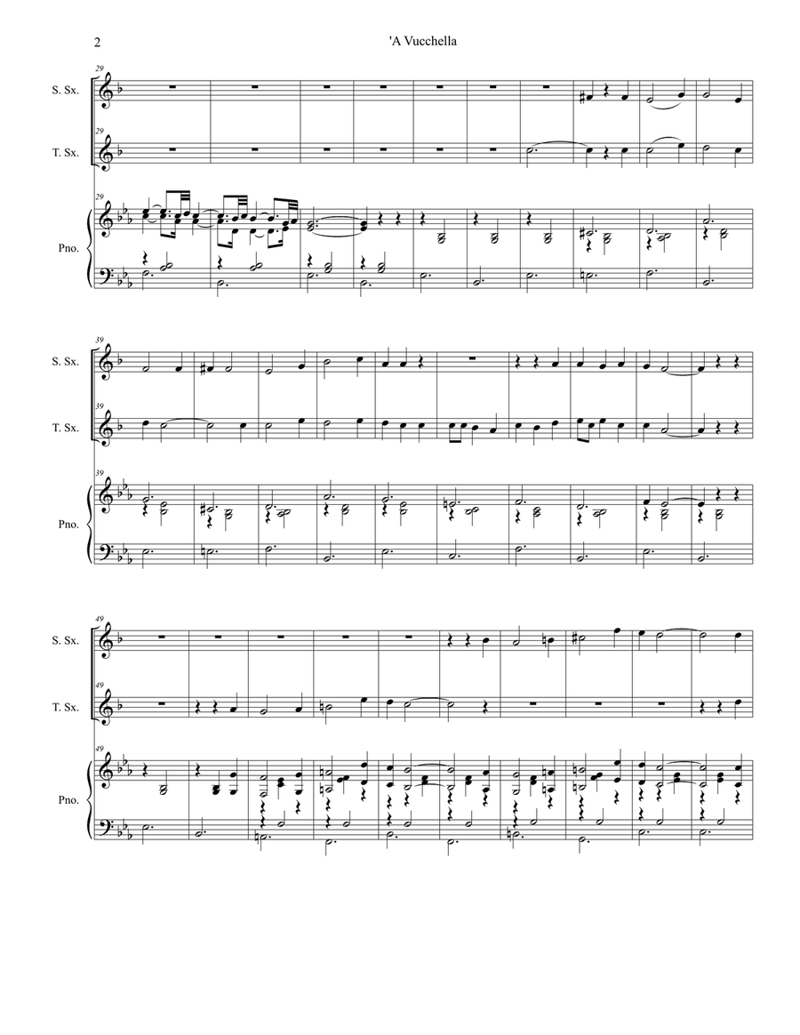 A Vucchella (Duet for Soprano and Tenor Saxophone) Woodwind Duet scores gallery preview page 3