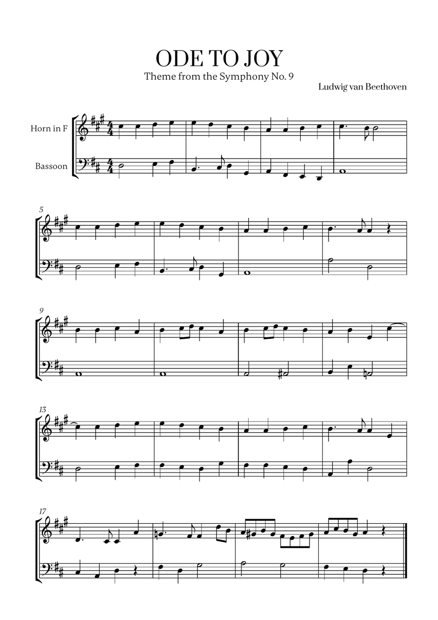 L. v. Beethoven - Ode to Joy (from Symphony No. 9) for French Horn and Bassoon