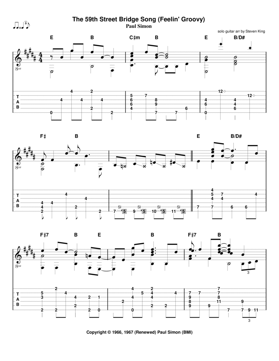 The 59th Street Bridge Song (feelin' Groovy) Electric Guitar scores gallery preview page 1