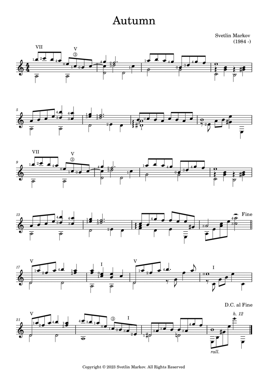 Autumn Acoustic Guitar scores gallery preview page 1