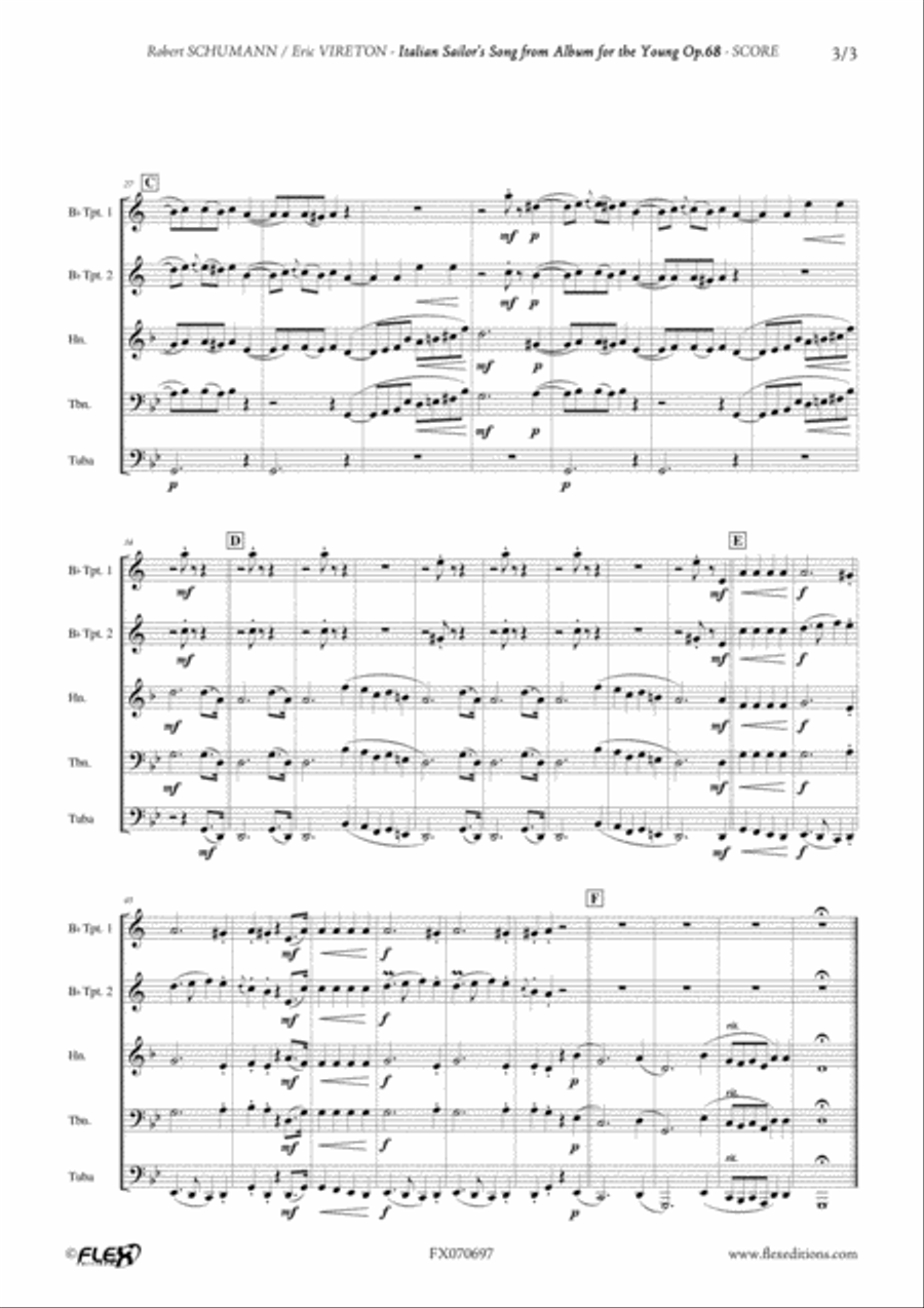 Sailor's Song - from Album for the Young Opus 68 No. 37 Brass Quintet scores gallery preview page 3